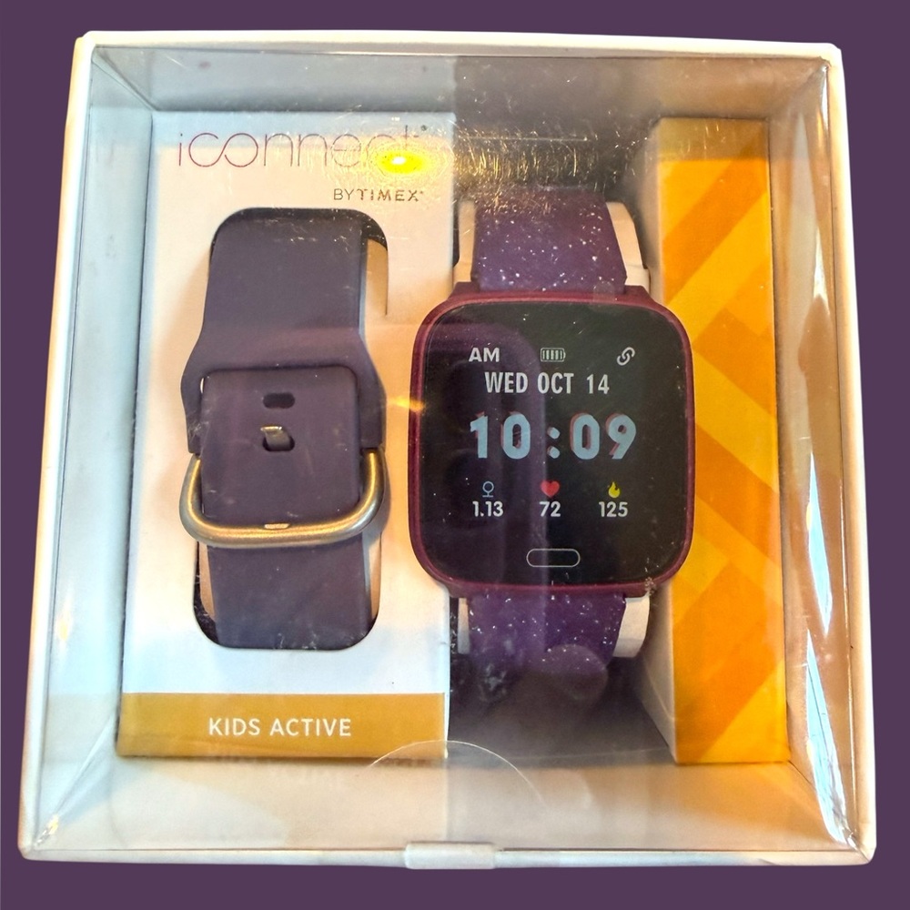 Timex iConnect kids smart, watch galactic purple interchangeable bands activity
